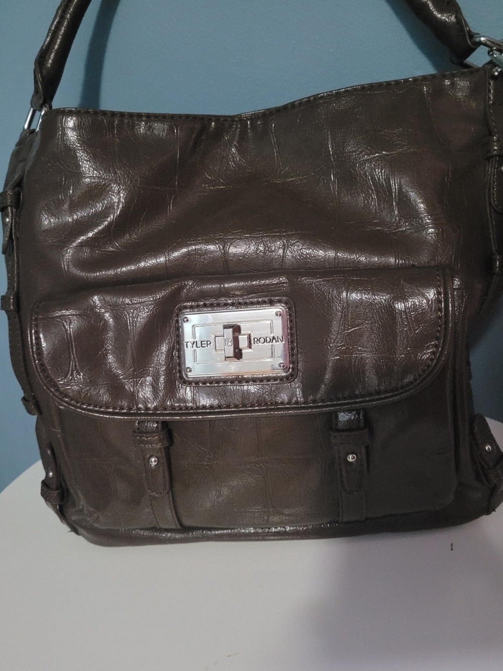 Tyler Rodan Brown Shoulder Bag with Leopard Card Holder - Picture 2 of 8
